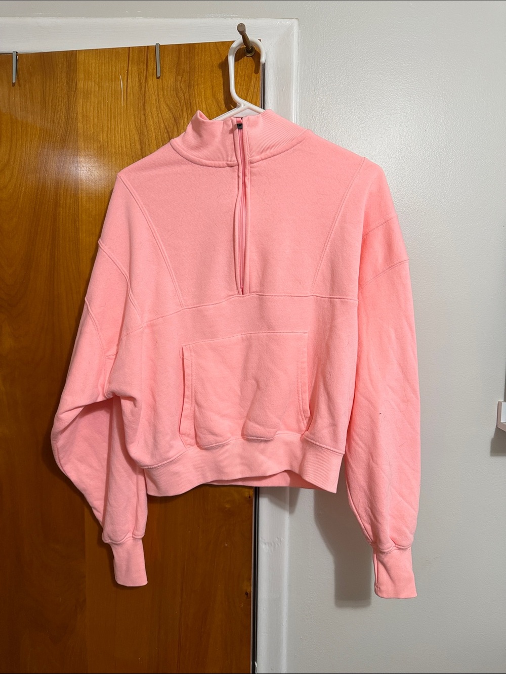 Yogalicious Coral Pink Quarter-Zip Pullover Hoodie